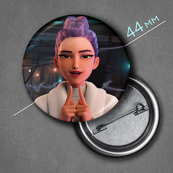 "Румі (Кейпоп мисливиці на демонів / KPop Demon Hunters)" значок круглий на булавці Ø44 мм