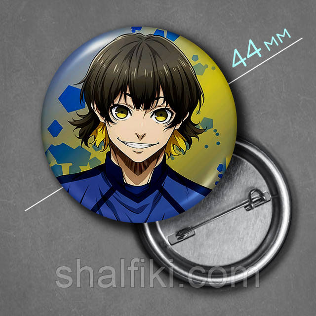 "Мегуру Бачіра (Синя В'язниця: Блю Лок / Blue Lock)" значок круглий на булавці Ø44 мм, фото 1