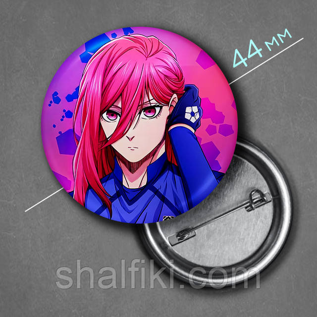 "Хьома Тігірі (Синя В'язниця: Блю Лок / Blue Lock)" значок круглий на булавці Ø44 мм, фото 1