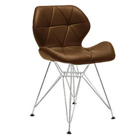 Сірий стілець у шкірзамі СТАР S для клієнтів Стильний стілець для ресепшн та клієнтських зон