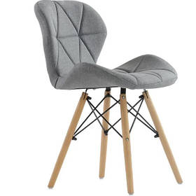 Стілець СТАР із дерев'яними ніжками оббивка сіра тканина Стільчики для салону офісу манікюрного кабінету