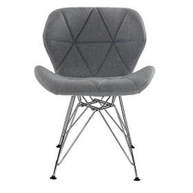 М'який стільчик для клієнтів манікюру Стар S сіра тканина ніжки метал Стілець для ресепшн зони