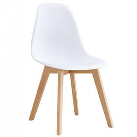 Стильний стілець із пластику Лоренцо білий ніжки бук для вітальні кабінету та зон очікування
