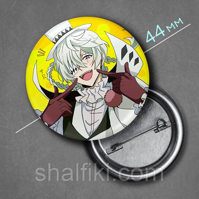 "Микола Гоголь (Проза бродячих псів / Bungo stray dogs)" значок круглий на булавці Ø44 мм, фото 1