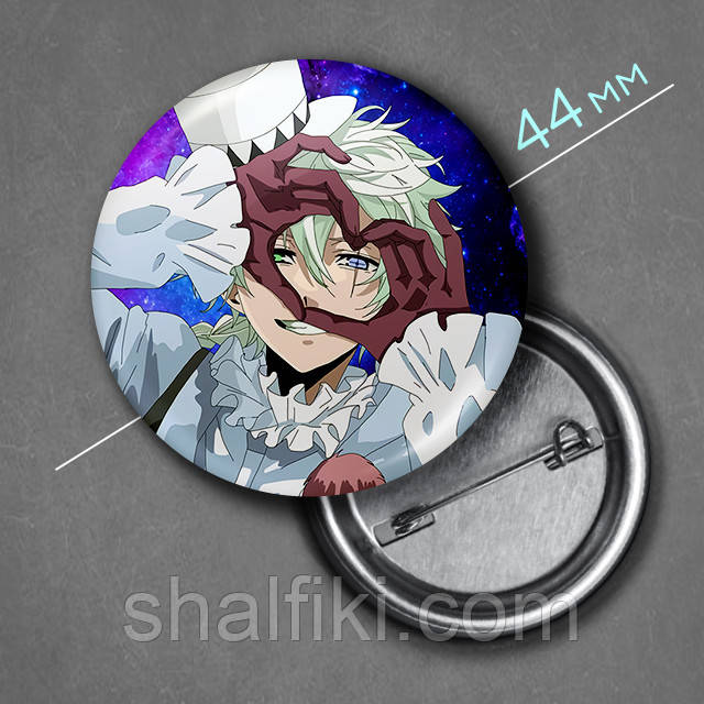 "Микола Гоголь (Проза бродячих псів / Bungo stray dogs)" значок круглий на булавці Ø44 мм, фото 1