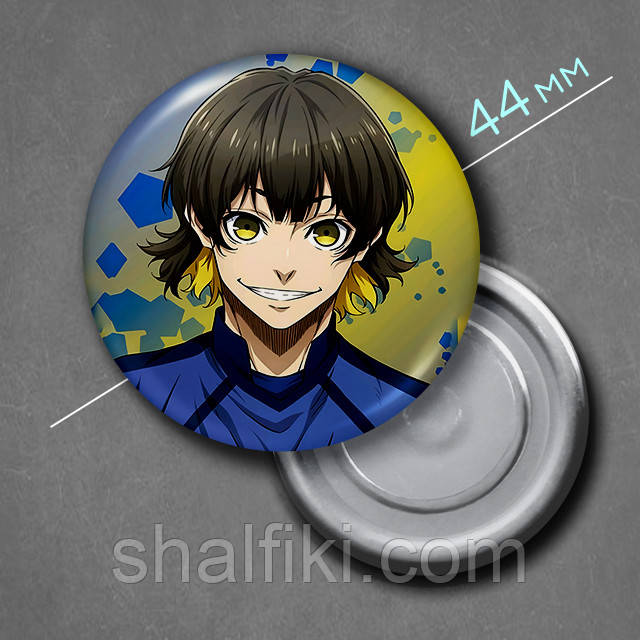 "Мегуру Бачіра (Синя В'язниця: Блю Лок / Blue Lock)" магніт круглий Ø44 мм, фото 1