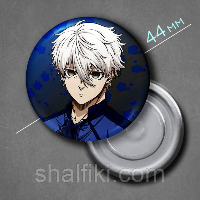 "Сейшіро Нагі (Синя В'язниця: Блю Лок / Blue Lock)" магніт круглий Ø44 мм, фото 1
