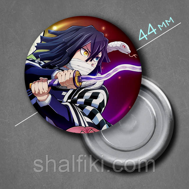 "Обанай Ігуро (Клинок, який знищує демонів / Demon slayer)" магніт круглий Ø44 мм, фото 1