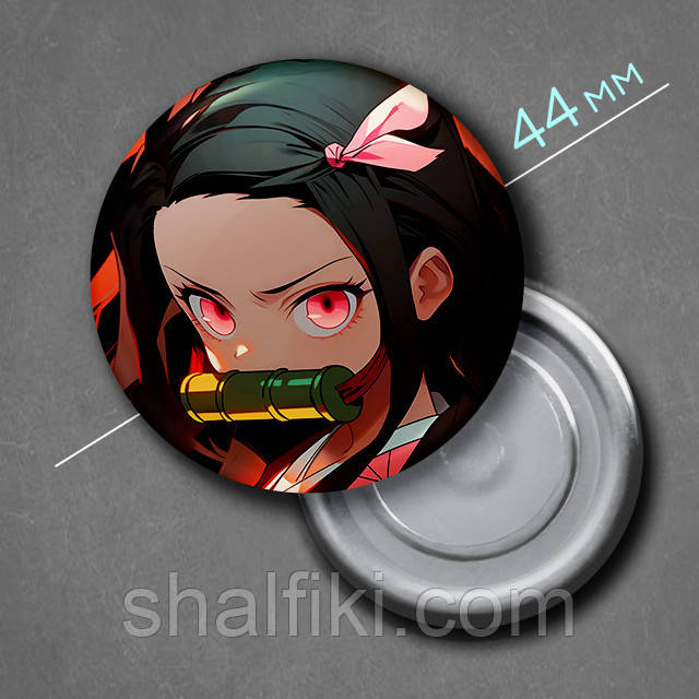 "Недзуко Камадо (Клинок, який знищує демонів / Demon slayer)" магніт круглий Ø44 мм, фото 1