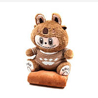 Іграшка Лабубу + Подушка + Плед 110х160 см. 3 в 1 М'яка плюшева Ла бубу 50*33 см. La bubu