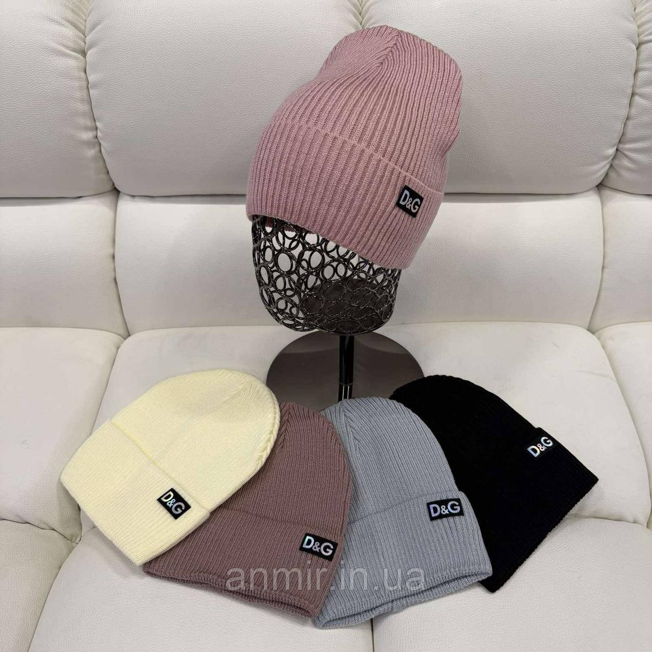 Шапка демісезонна в'язка/акрил D&G для дівчинки 52-54, кольору міксом