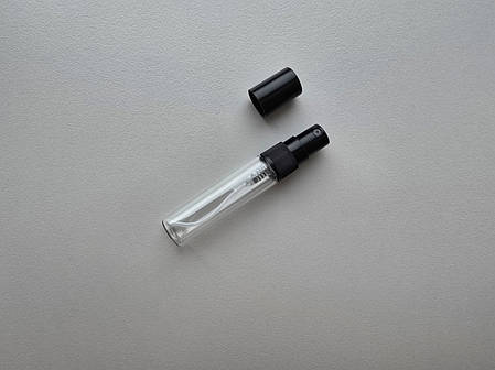 5 мл Олівець скляний прозорий з пластиковим чорним спреєм, флакон, пляшка, атомайзер з розпилювачем, фото 1