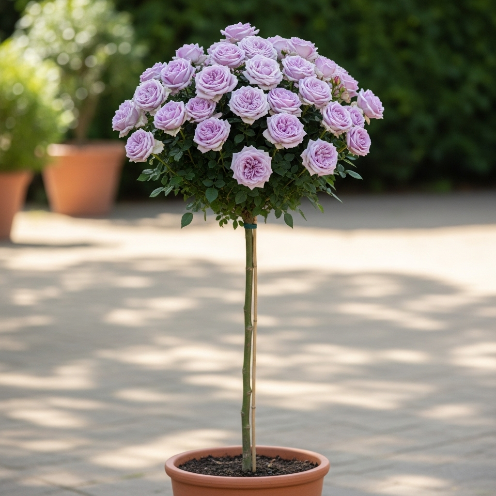 Саджанці чайно-гібридної троянди Блу Скай Фрі на штамбі (Blue Sky Free), фото 1