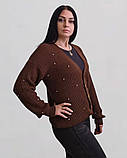 В'язана кофта (кардиган) жіноча коричнева. One Size, фото 6