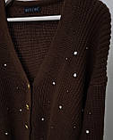 В'язана кофта (кардиган) жіноча коричнева. One Size, фото 8