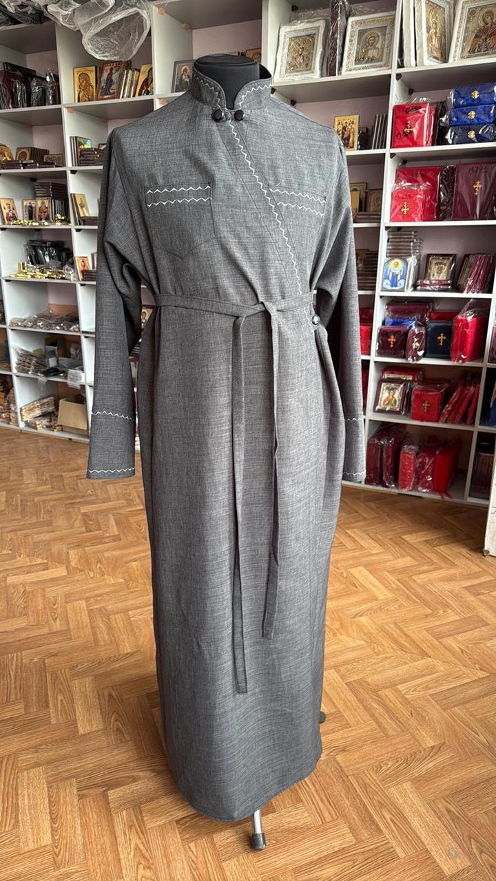 Підрясник темно-сірого кольору з тканини льон-габардин (розмір 54), фото 1