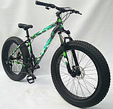 Алюмінієвий фетбайк 26/4.0 Zews Shimano з амортизатором вилка (LockOut) позашляховик (fatbike) широкі колеса, фото 2