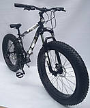 Алюмінієвий фетбайк 26/4.0 Zews Shimano з амортизатором вилка (LockOut) позашляховик (fatbike) широкі колеса, фото 3