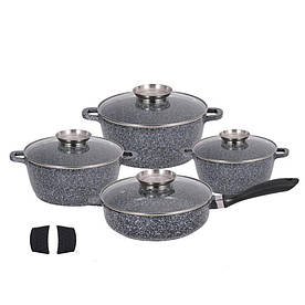 Набір 3-х каструль 2.2, 3.1, 5.5 л + Сковорода 24 см з антипригарним покриттям для індукції і газу