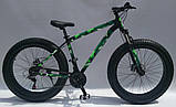 Алюмінієвий фетбайк 26/4.0 Zews Shimano з амортизатором вилка (LockOut) позашляховик (fatbike) широкі колеса, фото 4