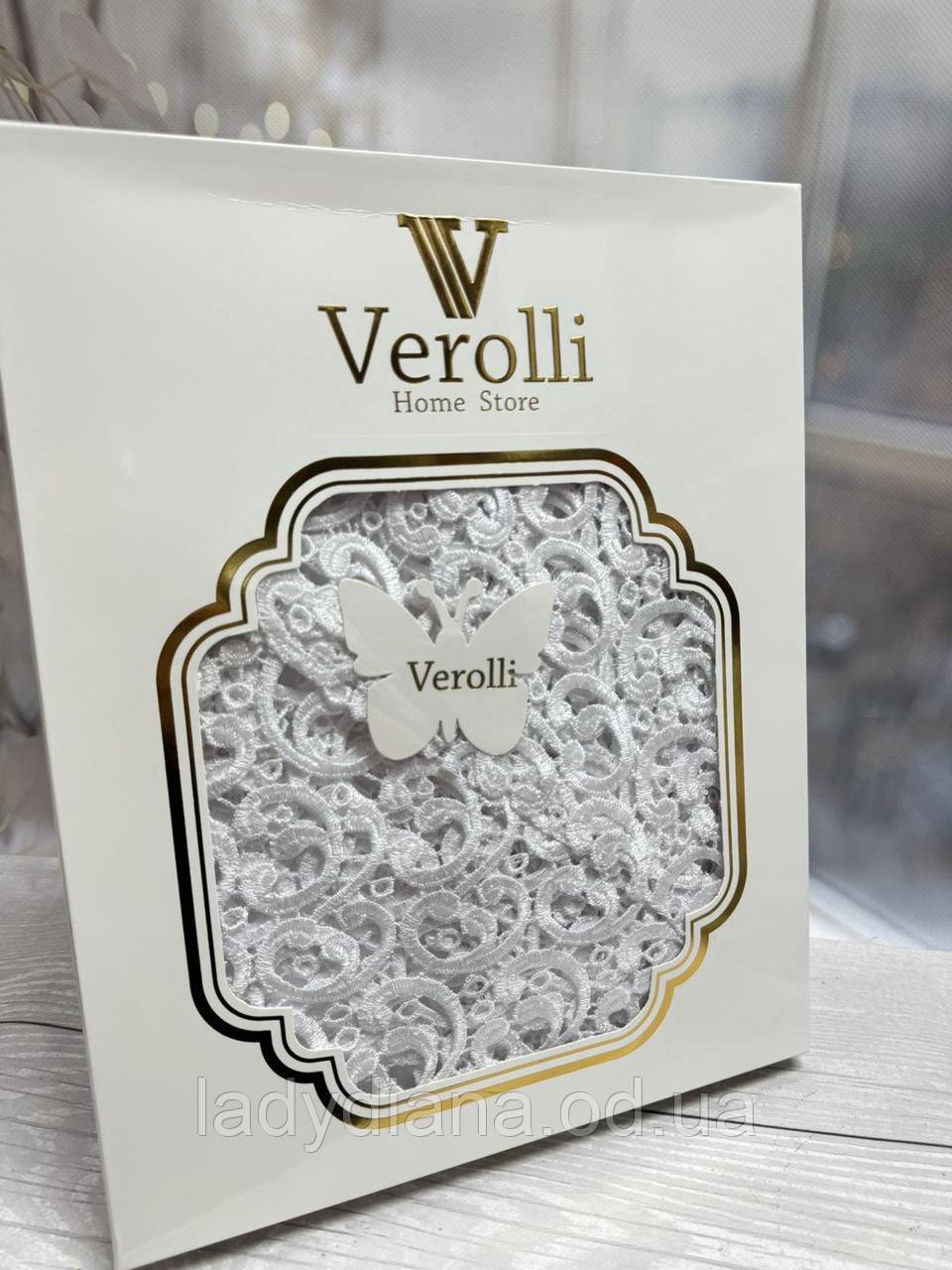 Скатертина лляна (тефлонова) на стіл прямокутна з вишивкою і мереживом 160×300 см Туреччина Verolli, фото 1