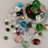 (150 гр) Намистини скляні МІКС кольорів і розмірів - кольоровий