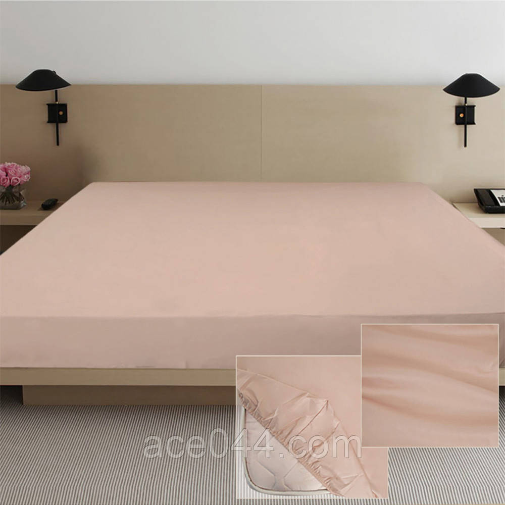 Простирадло НА РЕЗИНЦІ сатин Ярослав бежеве, фото 1