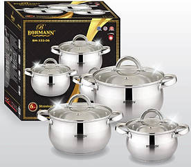 Набір з 3-х каструль 2.9, 3.9, 5 л. з нержавіючої сталі та топовим капсульним 5-ти слойним дном