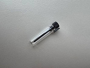 1 мл флакончик прозорий скляний пробник з чорним ковпачком тестер фіолка мініатюра для парфумерії, фото 1