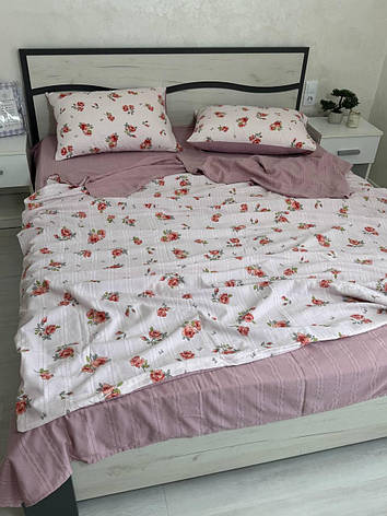 Постільна білизна літня Євро муслін жатка, фото 1