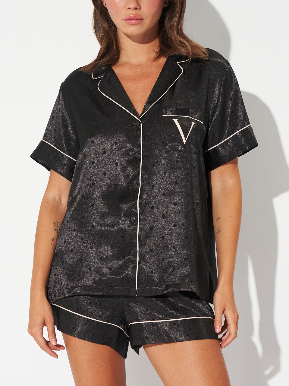Домашній комплект піжами Victoria's Secret сорочка та шорти 1159841909 (Чорний M), фото 1