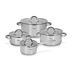 Набір посуду з 4 предметів зі скляними кришками "Federica" 47х28.5х16.5 см із неіржавкої сталі Fissman