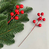 Калина лакова гілочка Ø15-18 мм, для декору, довжина 17 см - червона