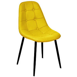 Стілець м'який АГАТА жовта екошкіра ніжки метал для клієнтів майстрів та робочих зон