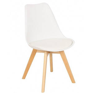 Стілець TОР білий пластик м'яке сидіння Універсальний стільчик для вітальні кафе салону краси