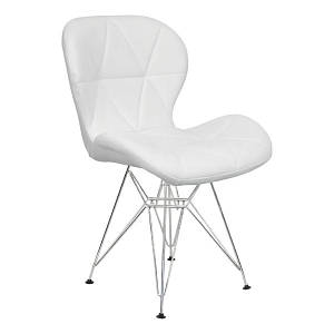 Стільчик на металевих ніжках СТАР S оббивка біла екошкіра для клієнтів студії краси