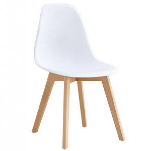Стілець білий Лоренцо пластиковий ніжки бук для відвідувачів кафе офісу навчальних просторів