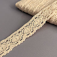 Мереживо натуральне льон 2,5 см Колір - Бежевий (льон-1284А)