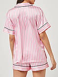 Домашній комплект сатинова піжама Victoria's Secret сорочка та шорти 1159842629 (Рожевий XL), фото 2