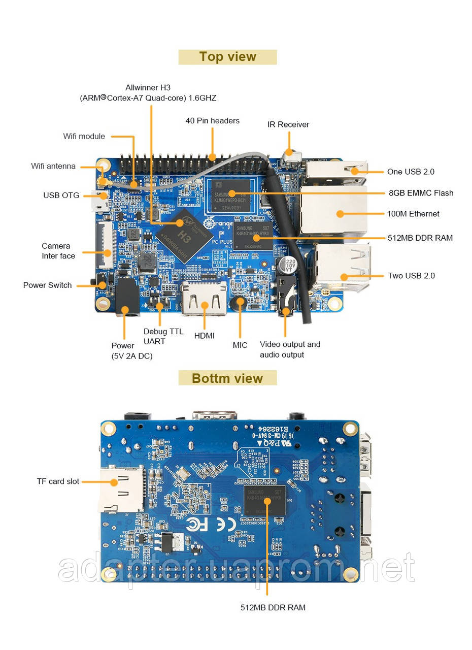 Мини-ПК Orange Pi; H3; WiFI; 1Gb Lubuntu, linux, android; Raspberry - фото 1 - id-p479347432