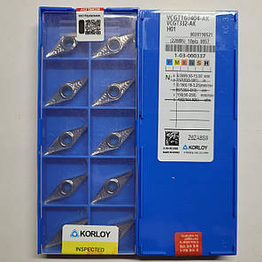 VCGT160402-AK H01 Korloy (Кольоровий метал) Твердосплавна пластина, фото 2