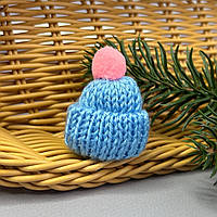 Міні шапочка 35х55 мм, в'язання шапки - блакитний