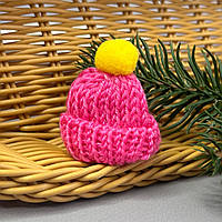 Міні шапочка 35х55 мм, в'язання шапки - малиновий