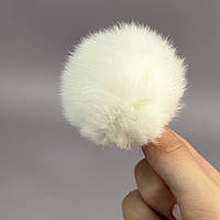 Помпони з натурального хутра кролика на нитці 5 см -  білий теплий