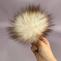 Помпони з натурального хутра лисиці фарбоване 12 см - молочний