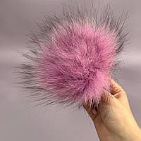 Помпони з натурального хутра лисиці фарбоване 12 см - рожевий