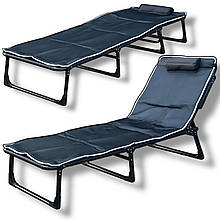 Розкладне ліжко з тонким матрацом Leobro до 150 кг чорний, розкладачка шезлонг