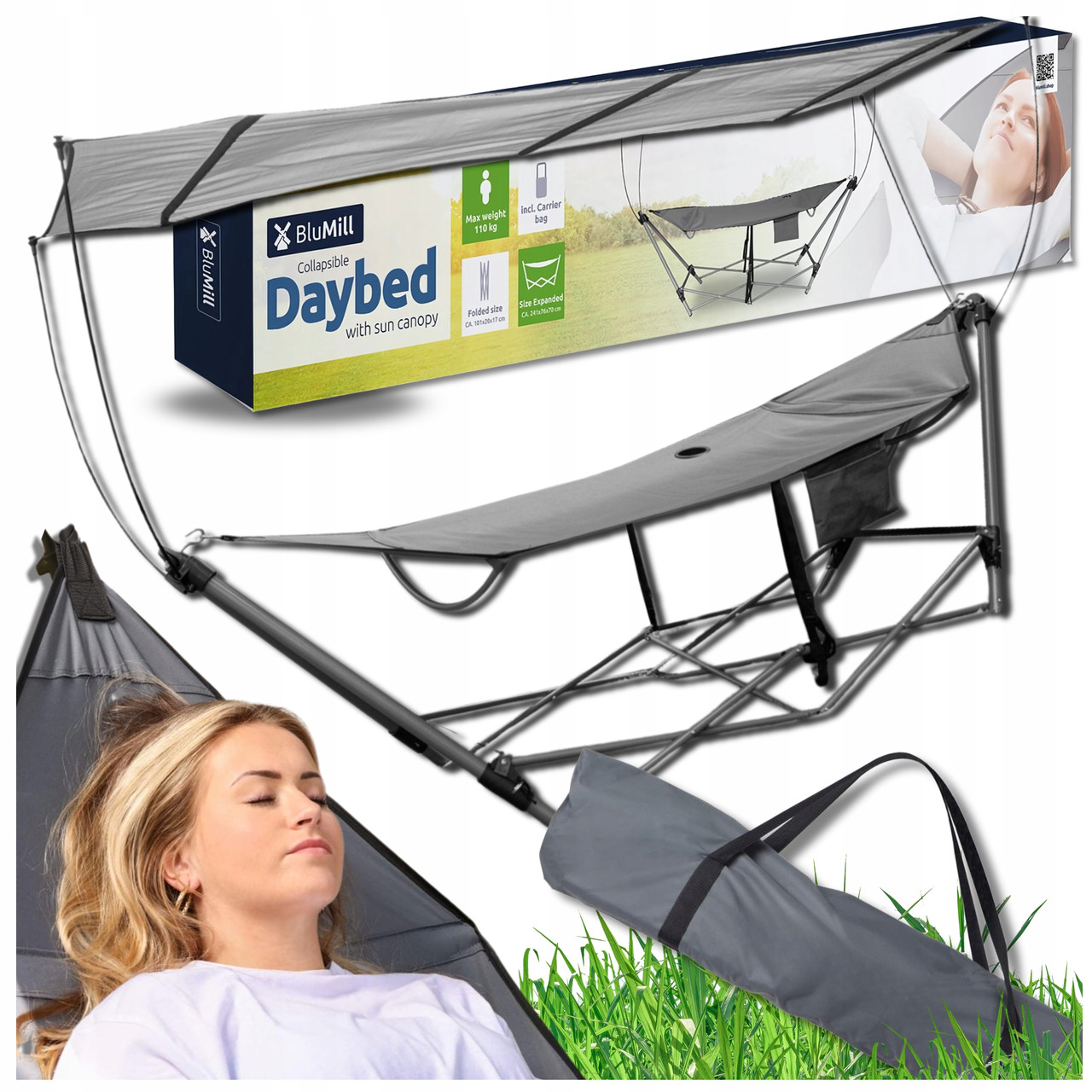 Садовий гамак з дахом та каркасом BluMill Daybed 110кг Польша