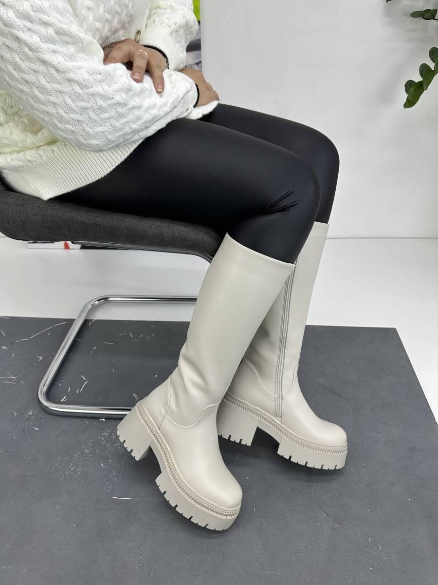 Чоботи жіночі зимові MyClassic W110-T3BZM BEIGE шкіряні світлі 36, фото 1