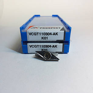 VCGT110304-AK K01 Prospect (Кольоровий метал) Твердосплавна пластина, фото 1